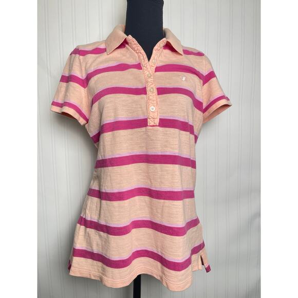 American Eagle Outfitters Collared Button 2010 Polo Women Size Large Pink Coral - Picture 1 of 10